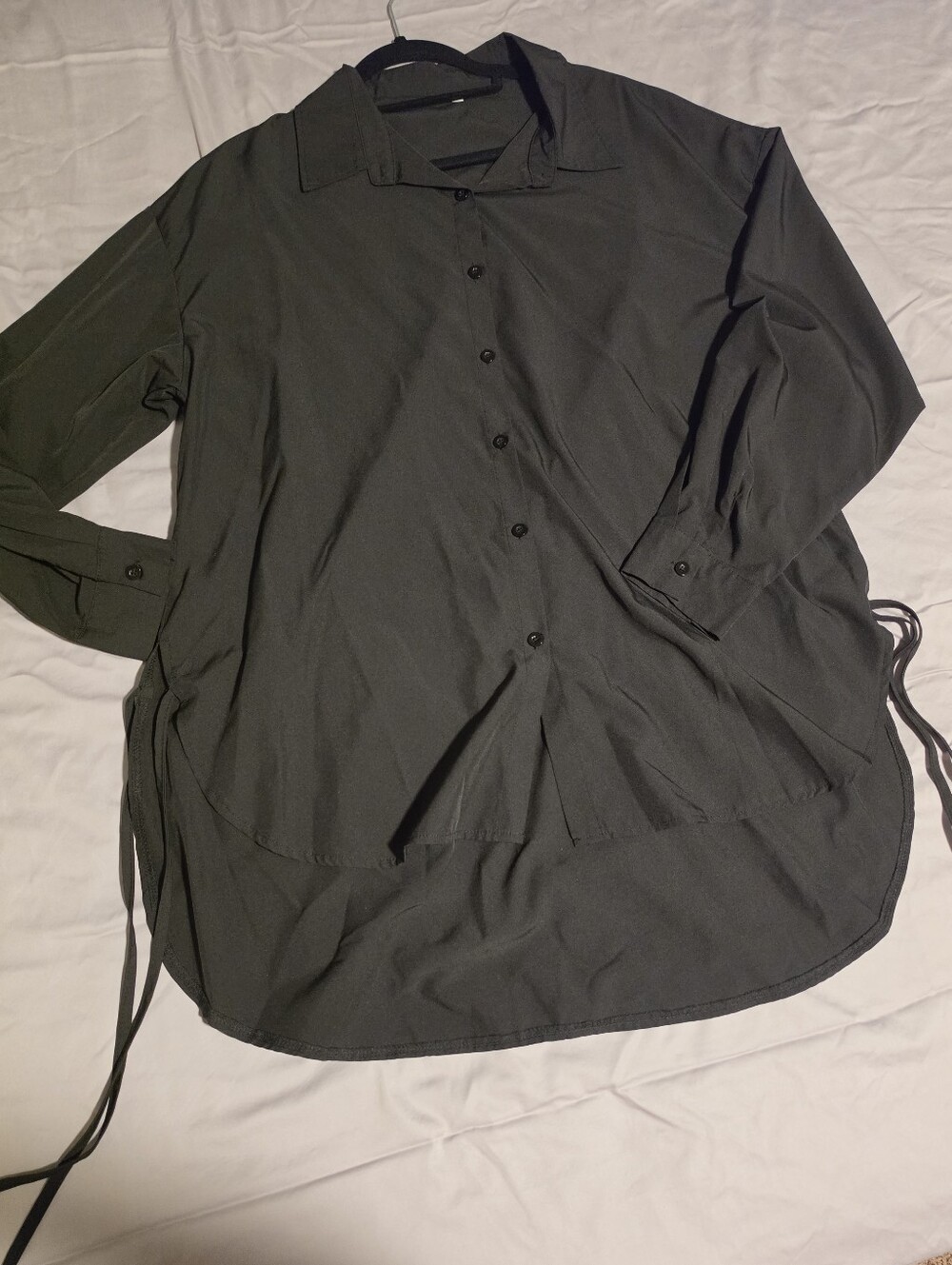 SHEIN Black Button-Down Long Sleeve Tunic Shirt